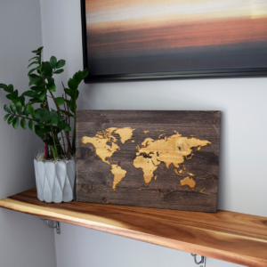 wooden world map made in canada home decor
