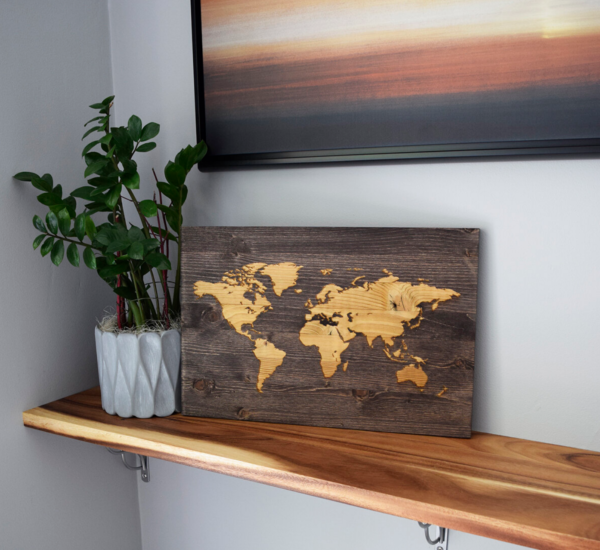 wooden world map made in canada home decor