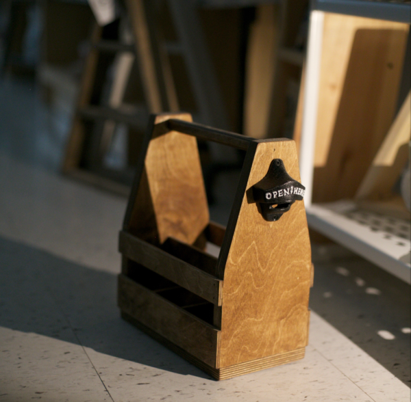 drink caddy - wooden beer or pop bottle carrier