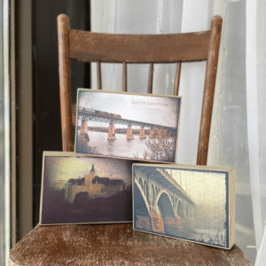 saskatchewan photography blocks. saskatoon bridge local photography art decor blocks souvenirs