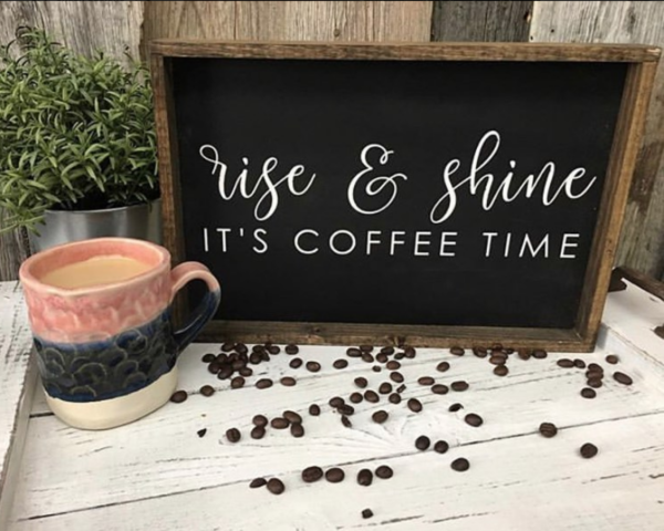 it's coffee time sign. rustic farmhouse home decor sign