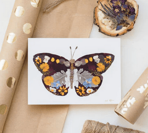 butterfly pressed flower art print