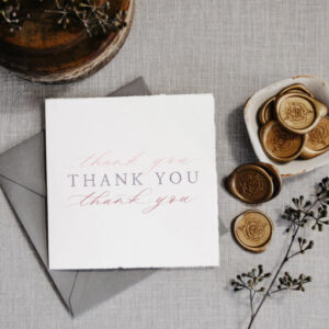 calligraphy thank you card saskatoon with gold wax seal elegant made in saskatchewan