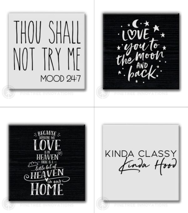 black and white fridge magents with quirky sayings