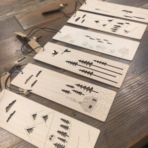 laser cut wooden bookmarks with outdoor themes