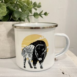 tin mugs with bison canada souvenirs saskatoon