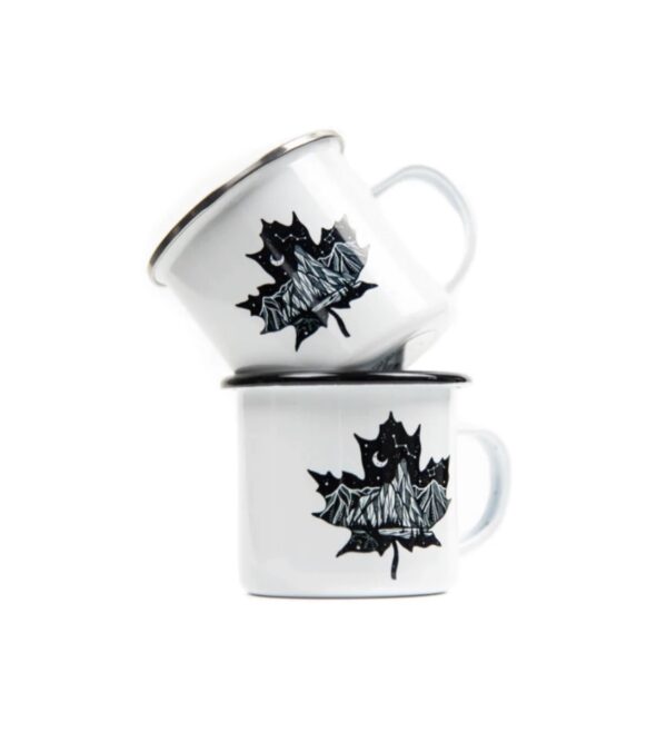 tin mugs with maple leaf canada souvenirs saskatoon