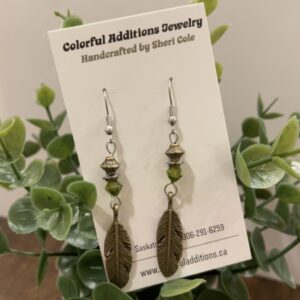 brass feather earrings