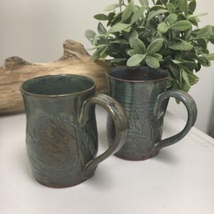 Pottery Mug - Branch Detail - Green