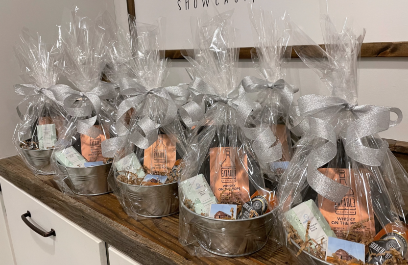 rows of corporate gifts