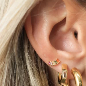 jewel tone studs earrings rainbow cubic zirconia