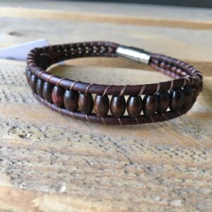 Wood and leather men bracelet made in canada