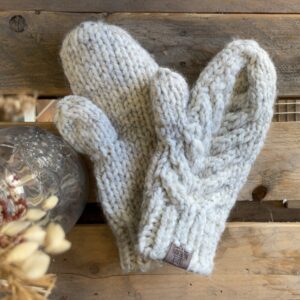 handmade knit adult mittens in ivory saskatoon gifts