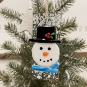 glass snowman christmas ornament made in canada