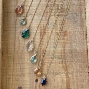 Glass Teardrop Pendant Necklace