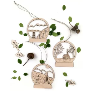 wooden snow globe ornaments