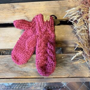 Cozy handmade knit Childrens Kids Mittens - Dark Pink saskatoon