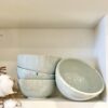 soft faded blue pottery bowl set of four