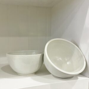 soft white blue pottery bowl set of two