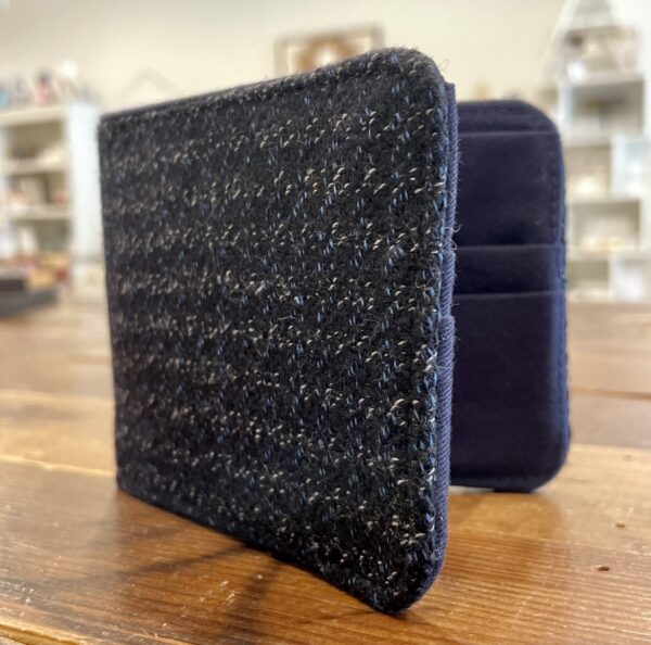 tweed wallet cloth wallet blue interior handmade