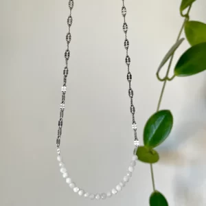 A delicate moonstone beaded necklace