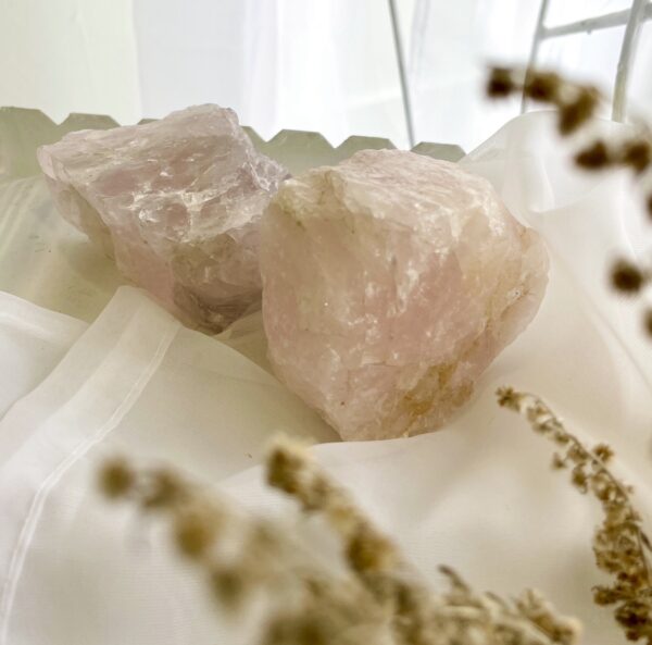 rose quartz rough gemstones in saskatoon crystal shop