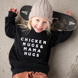 Chicken Nugs and mama hugs black sweater for Kids Sweatshirt