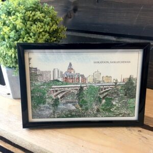 Saskatoon Souvenirs - Framed 4x6 Print saskatoon skyline, university bridge, bessborough hotel - souvenir shop