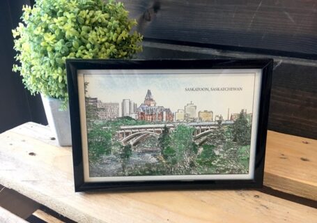 Saskatoon Souvenirs - Framed 4x6 Print saskatoon skyline, university bridge, bessborough hotel - souvenir shop