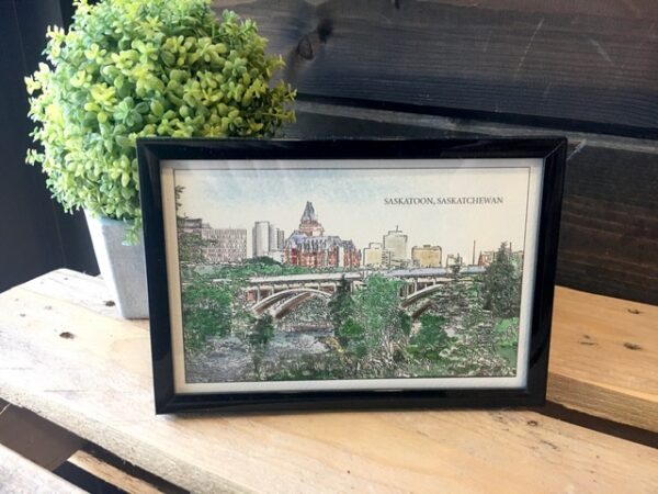 Saskatoon Souvenirs - Framed 4x6 Print saskatoon skyline, university bridge, bessborough hotel - souvenir shop