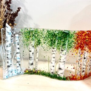 Four seasons birch trees Glass Art - Home Decor