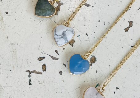 heart necklaces shaped gemstone pendant on gold filled chain - short gold layering necklaces saskatoon