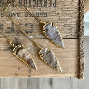 jasper arrowhead long necklaces with gold edging - chunky long necklace saskatoon