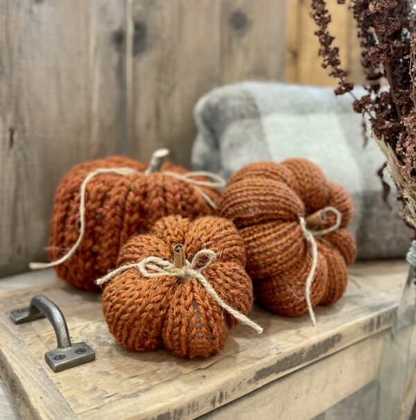 handmade fall decor - cozy crochet pumpkins - orange