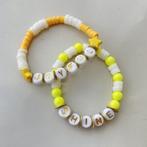 yellow beaded word bracelets for kids