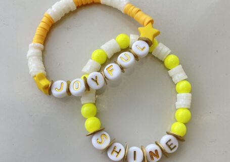 yellow beaded word bracelets for kids