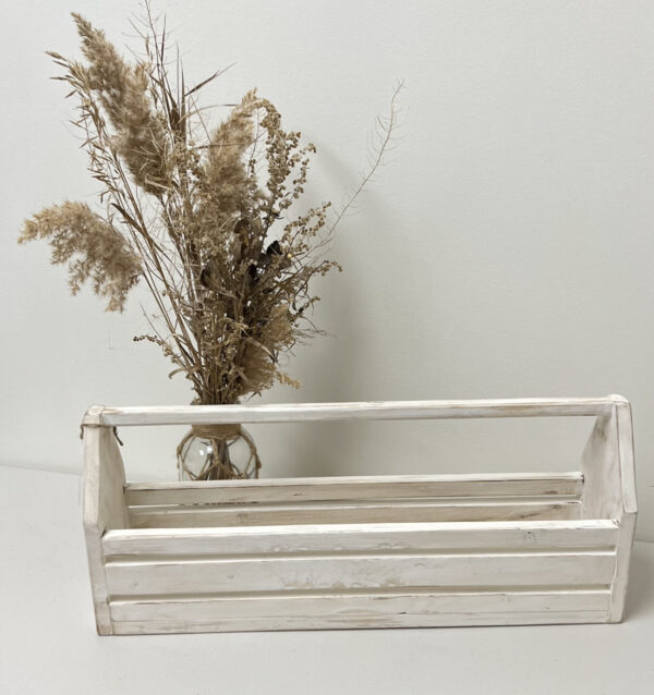 Farmhouse cottage primitive home Decor - decor Tool Box - plant display holder, table centrepiece, towel holder, herbs container