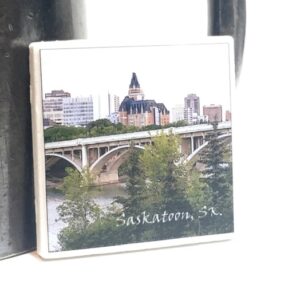 Saskatoon Souvenir Magnet - bessborough and bridge