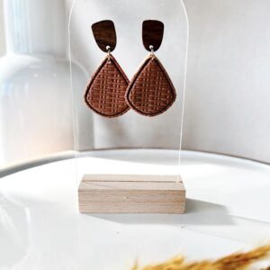 handmade polmer clay earrings - brown basket weave statement earrings saskatoon
