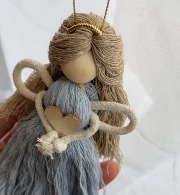 angel ornaments handmade - soft blue cotton holding heart with golden halo - hanging angels - sympathy gifts - memorial gifts - someone to watch over you - saskatoon