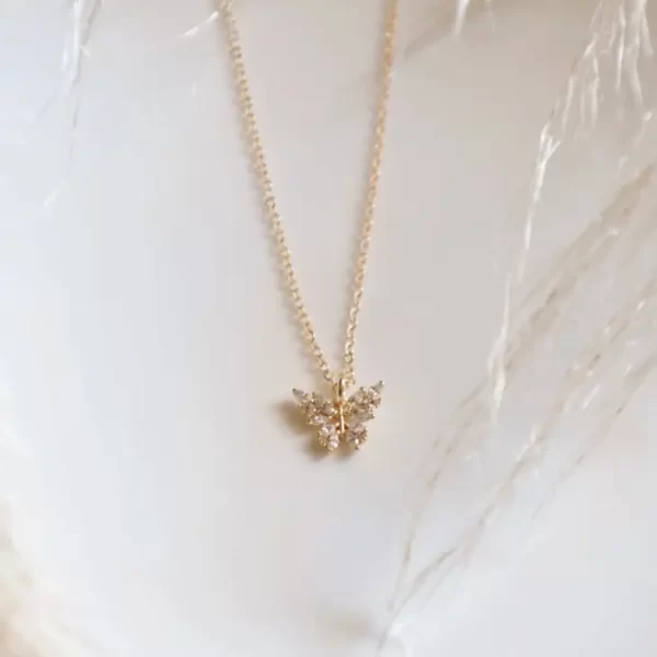 Crystal Sparkle Delicate Butterfly Necklace