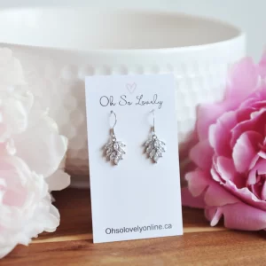 Crystal Leaf Earring in silver - wedding jewelry saskatoon