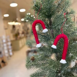 Handmade Red Macrame Candy Cane Ornament