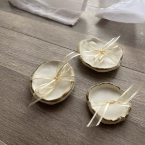 White clay dish with gold rim for jewelry ring dish - handmade in canada - wedding bridal shower gifts saskatoon