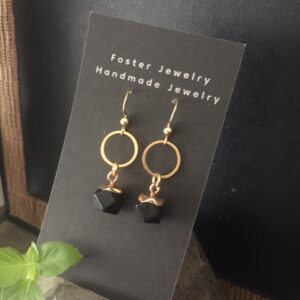 Gold and black gemstone Drop Earring - Saskatoon