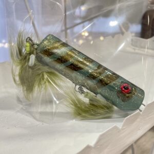 handmade wood fishing poppers - saskatchewan fishing - gifts for men - blue sparkle tube