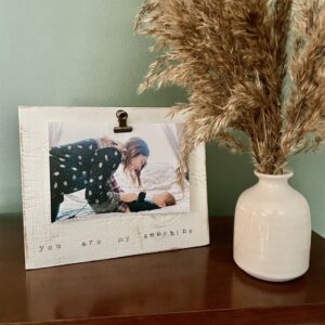 white wood picture frames, simple photo frame with metal clip - you are my sunshine