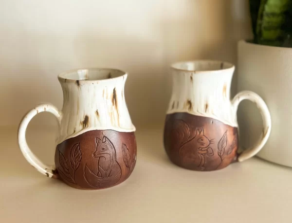 Fox & Squirrel Pottery Mug