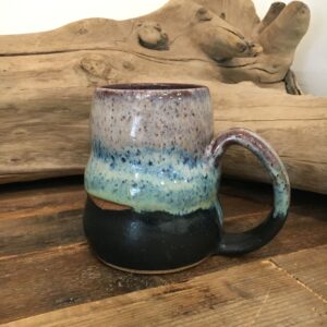 Pottery Mug - Blue Black & Burgundy