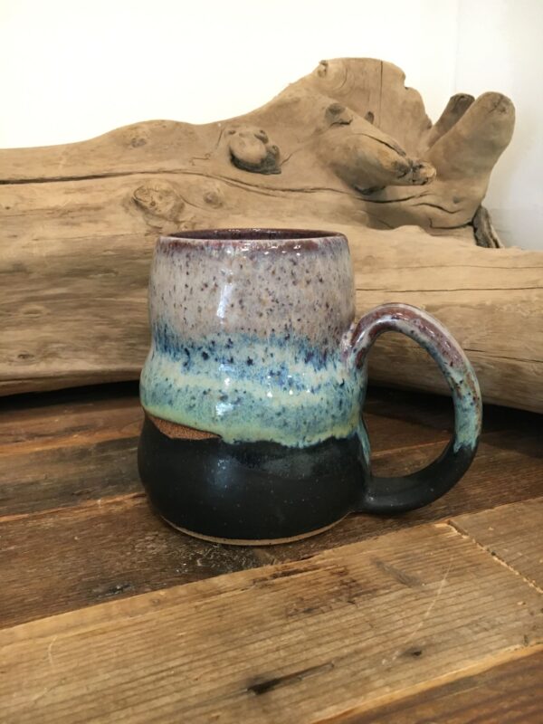 Pottery Mug - Blue Black & Burgundy